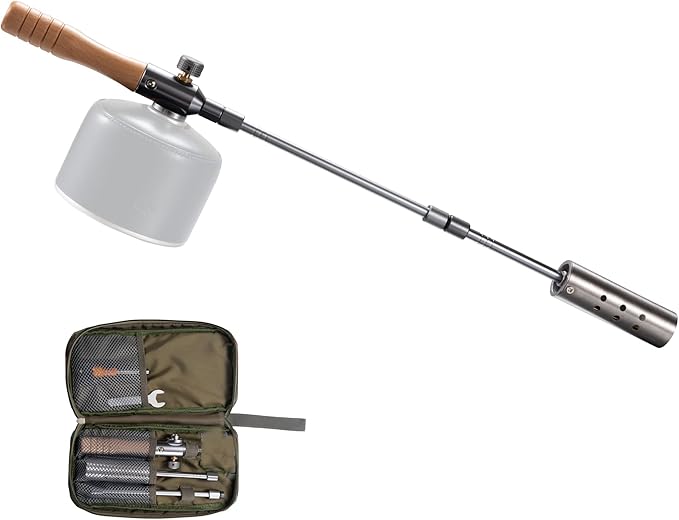CAMPINGMOON Camping Grill Torch Dual Fuel Head Flame Adjustable for Charcoal Starter with Storage Case MT-3955/I-1010 (Isobutane)
