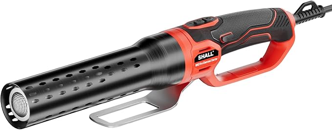 SHALL Electric Charcoal Starter Fire Lighter with Air Blower, 60S Rises to 1100β Chemical Free Heated for BBQ Smoker, Grill Starter, Wood Burning Fireplaces & Fire Pits | 4ft Cable