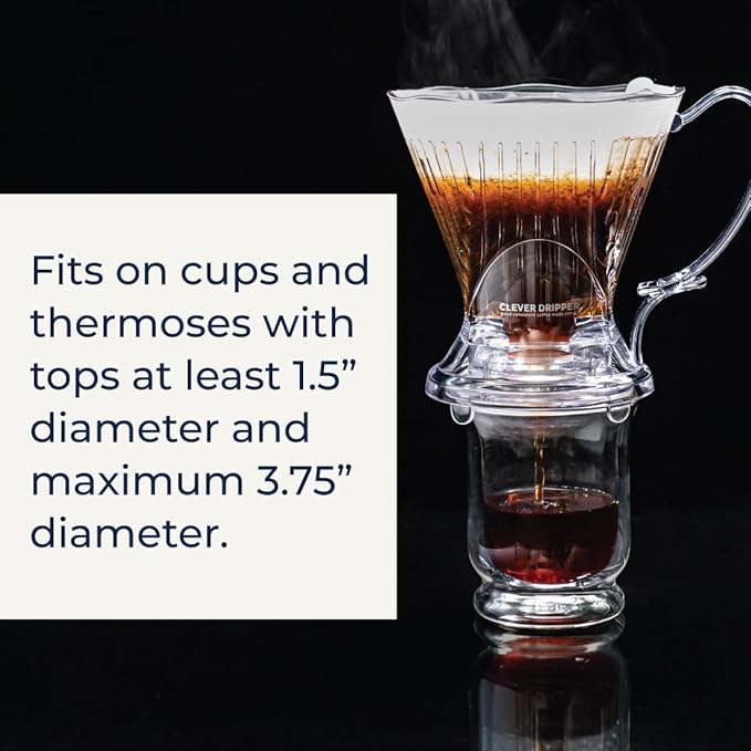 Clever Coffee Dripper and Filters, Large 18 oz, Original Classic Design, Safe BPA Free Plastic, dripper coffee maker, drip coffee maker pour over, 100 filters, coaster and lid, 18 oz (Clear)