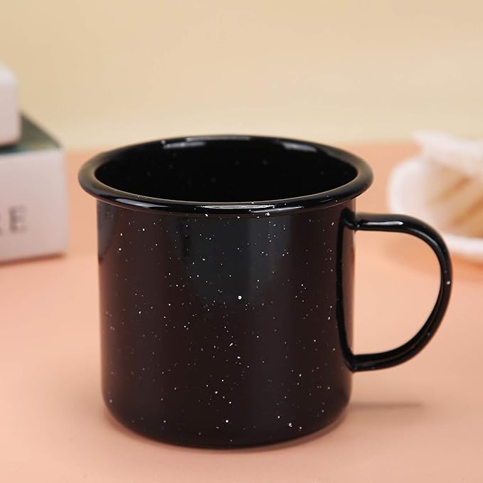 16oz Outdoor Camping Mugs- Enamel Camping Mugs-Enamel Coffee Tea Camping Cup Mugs-Coffee Tea Cups for Camping Fishing Picnic Hiking Home Office, Portable & Reusable (Blue-4 pcs)