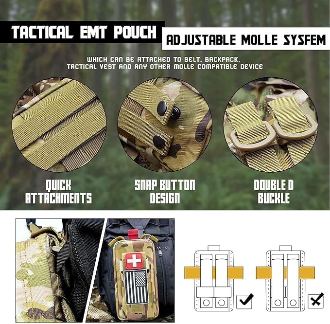 Small Ifak Trauma Kit for Duty Belt, Laser Cut Ifak Med Trauma Kit, Molle Tactical Emergency First Aid Kit Refill Supplies Insert