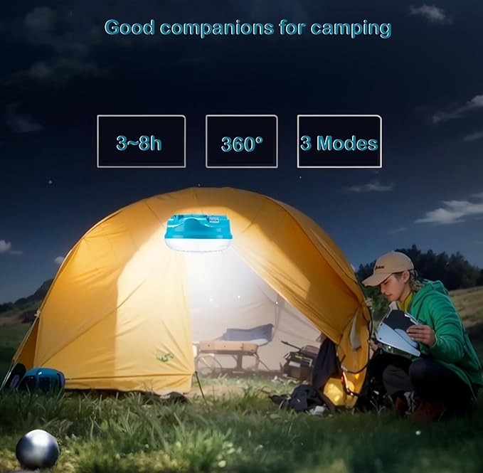 Multi-Functional Emergency LED Light Bulb with USB Charging, Capable to Recharge Mobile Devices , Ideal for Power Outage, Tent Camping, Fishing (Blue-Solar-R145mm)