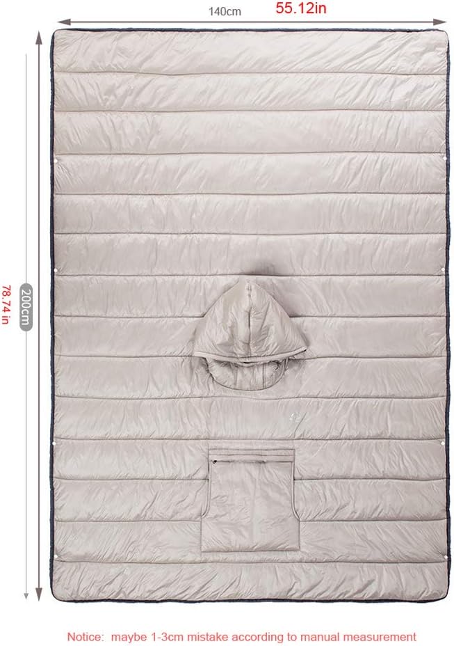 Camp Poncho Sleeping Bag Wearable Hooded Blanket - Envelope Lightweight Thermal Cloak Cape Windproof with Premium Stuff Compression Sack for Backpacking Hiking Hunting Fishing Outdoor Sport