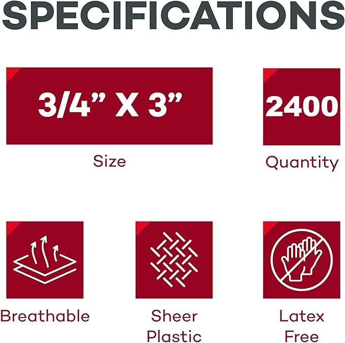 Dealmed Sheer Plastic Flexible Adhesive Bandages – 100 Count (24 Pack) Bandages with Non-Stick Pad, Latex Free, Wound Care for First Aid Kit, 3" x 3/4"