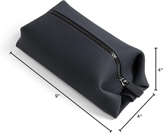 TOOLETRIES The Koby Lite Dopp Kit - Silicone Toiletry Organizer, Bathroom Travel Bag - Heavy-Duty Zipper, Leak Resistance, Easy to Clean - 9" x 4" x 4" - Charcoal