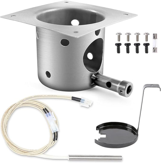QuliMetal Fire Burn Pot and D2 Hot Rod Ignitor Kit for Traeger Pro 575 & 780, Ironwood 650 & 885, Silverton 620 & 810 Wood Pellet Grills with D2 Direct Drive and WiFIRE Technology