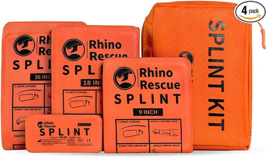 RHINO RESCUE First Aid Splint 36" X 4.3" Orange-Gray, Keep Bones in Position (4, Splint Bundle)