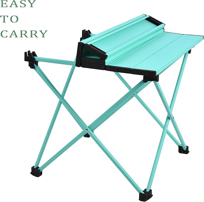 Grope Small Folding Camping Table with Aluminum Table Top, Beach Table for Sand with Carrying Bag,Prefect for Outdoor,Picnic,BBQ,Cooking,Festival
