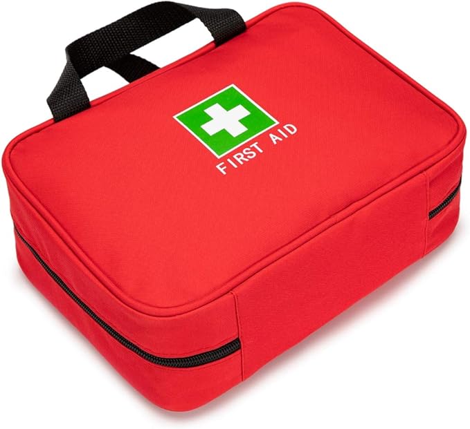 Red First Aid Bag Empty Travel Rescue Pouch First Responder Storage Compact Survival Medicine Bag for Car Home Office Kitchen Sport Outdoors (Red)
