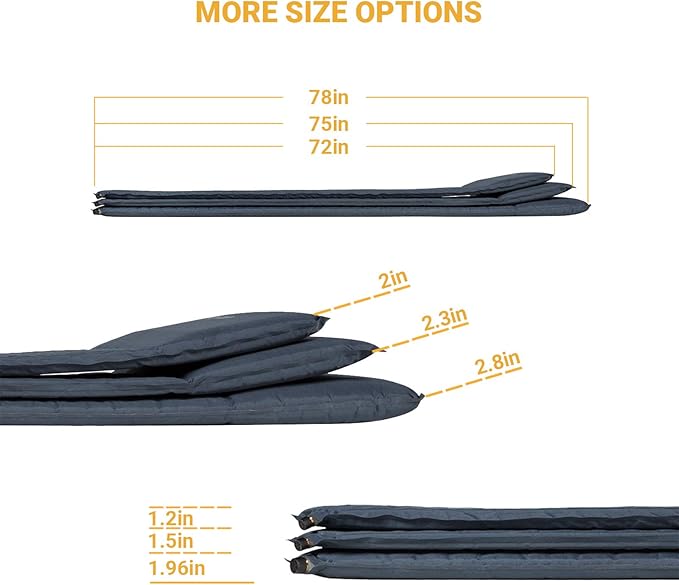 KingCamp Self Inflating Sleeping Pad for Camping with Built-in Pillow, Ultralight Sleeping Pad Camping Mat Durable for Camping Backpacking Hiking Single Double, 4 Size