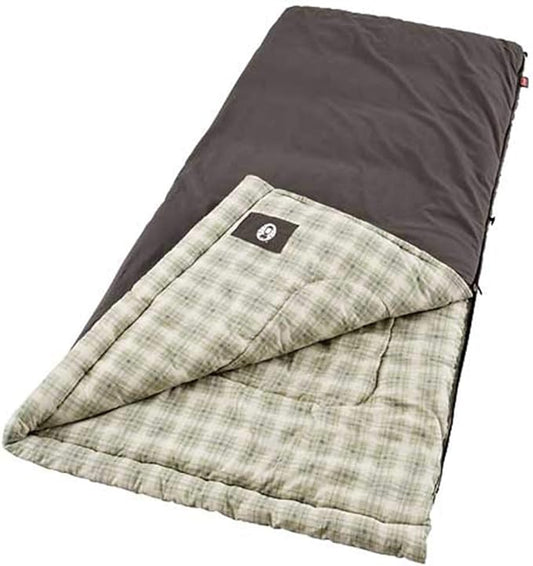 Coleman Heritage Big & Tall Cold-Weather Sleeping Bag - 10F Camping for Adults, Comfortable & Warm Flannel for Outdoor Use, Fits Adults up to 6ft 7in Tall