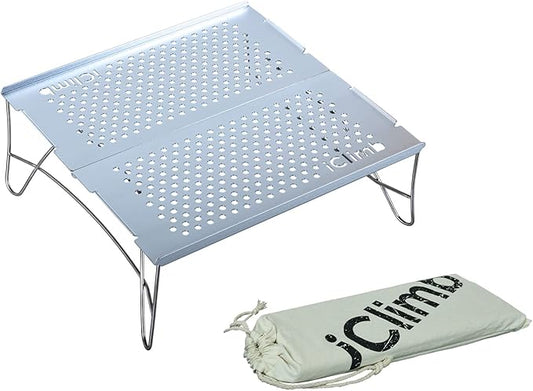 iClimb Mini Solo Folding Table Ultralight Compact for Backpacking Camping Hiking Beach Picnic (Silver, Mini)