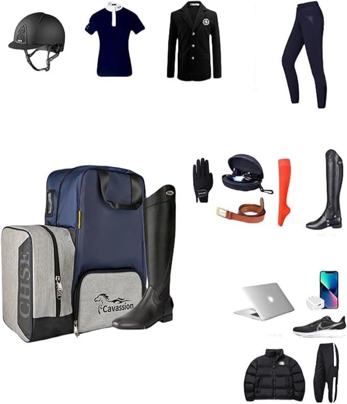 Tall Boot and Helmet Carrier - Waterproof 3 in 1 Equestrian Travel Bag for Horse Riding, Large Capacity, English Bag Carry All