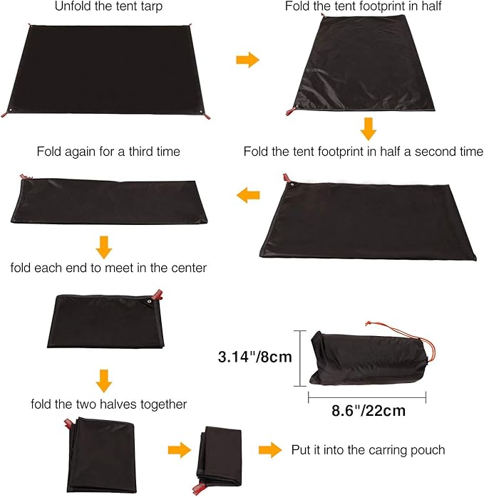 REDCAMP Ultralight Tent Footprint, PU 2000 Waterproof Camping Tent Tarp with Drawstring Carrying Bag, Waterproof Camping Tarp for Outdoor Hiking Camping
