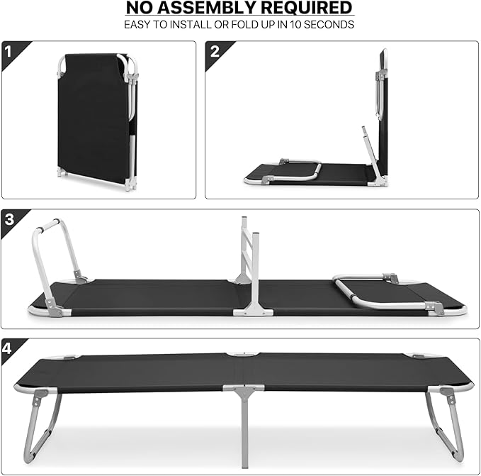 MoNiBloom Lightweight Folding Camping Cot Bed, Ultralight Folding Portable Compact Cots for Outdoor Travel Base Camp Hiking Mountaineering Lightweight Backpacking, Weight Capacity 195 lbs, Blue