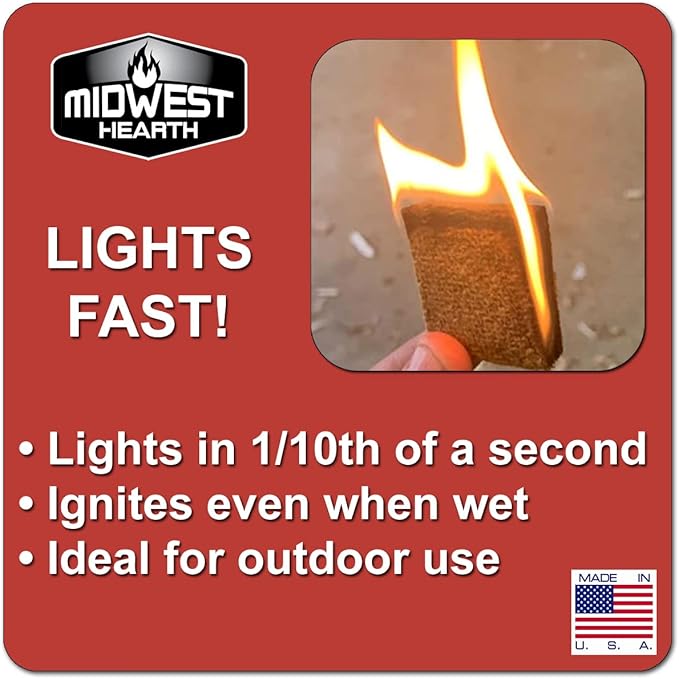 Midwest Hearth Fire Starter Squares Quick-Light (144-count) Made in USA