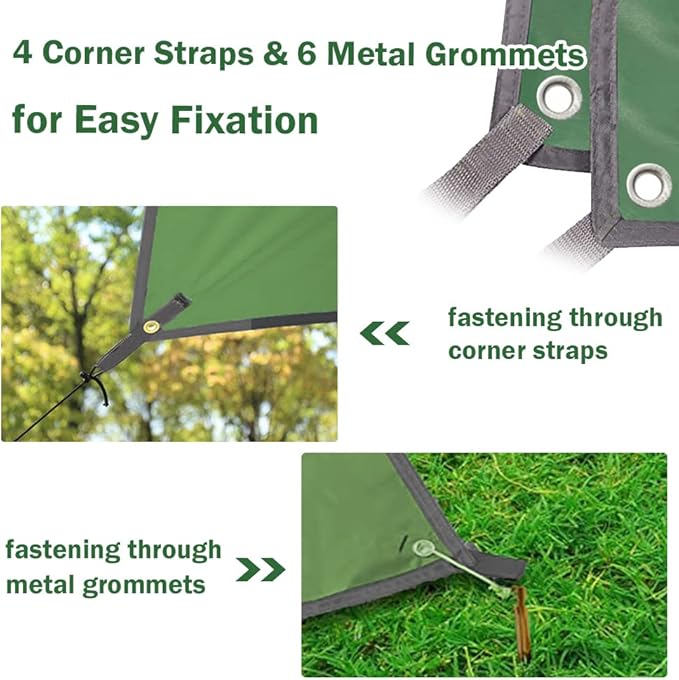 ayamaya Tent Footprint, PU 3000 Waterproof Tent Ground Cloth Large Size for 2-8 Person Family Camping Tents Ground Sheet Mat with 6 Tent Stakes for Camping Hiking Picnic - 13x9FT /8x7FT /6x7FT /5x7FT