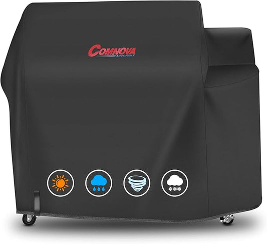 Comnova Grill Cover 65 Inch - 600D Premium BBQ Cover for Weber 36 Inch SmokeFire Wood Pellet Grill (EX6), Outdoor Smoke Fire Cover for Weber Grill Heavy-Duty and Waterproof (Black)