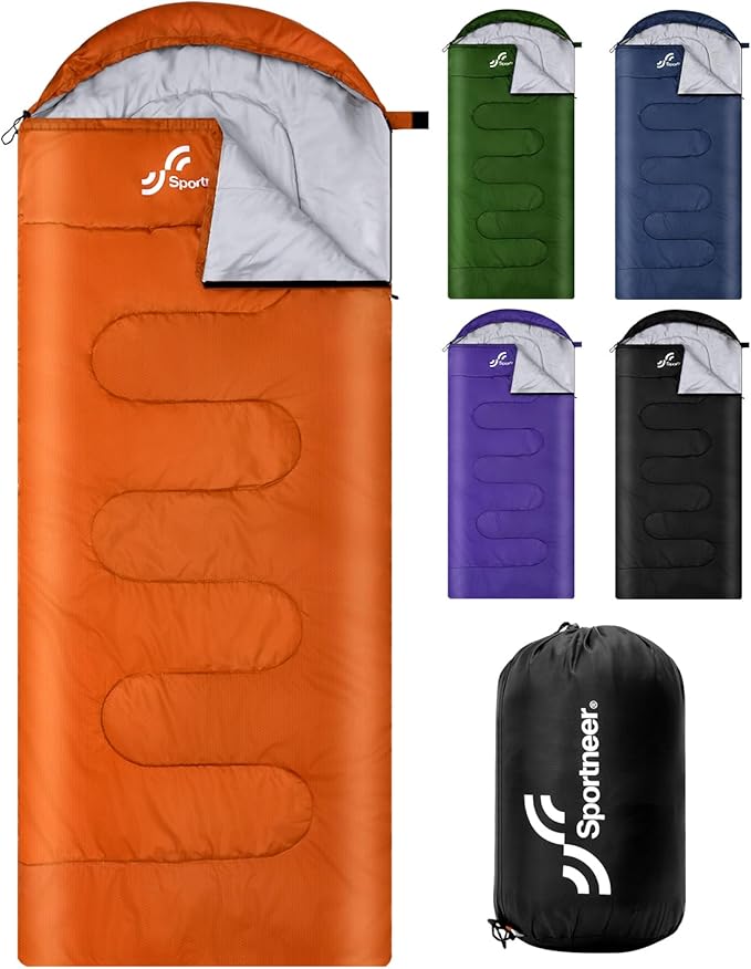 Sportneer Sleeping Bags for Adults, Warm & Cold Weather Sleeping Bag for Adults Kids Boys Girls - Lightweight Compact Camping Gear Equipment, Traveling, Backpacking, Hiking