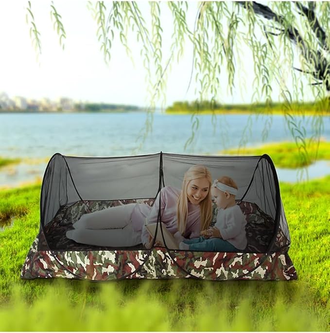 Pop Up Mosquito Tent 2-Person Large Portable Foldable Pop-up Screen Tent Mosquito Camping Net Tent for Double Persons Camping Hiking Outdoor Installation-Free (Camouflage)