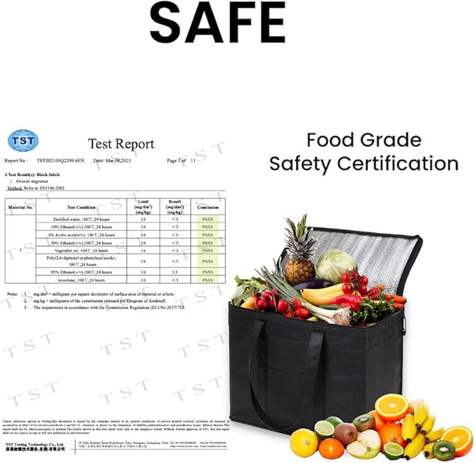 NZ home Durable PRO Insulated Cooler Bag and Food Warmer (XXL, 2 Pack) for Delivery & Grocery Shopping with Zippered Top, Black Commercial Grade