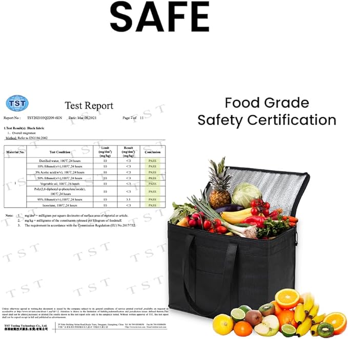 NZ home Durable XXL PRO Insulated Cooler Bag and Food Warmer for Delivery & Grocery Shopping with Zippered Top, Gray Commercial Grade (1 Pack)