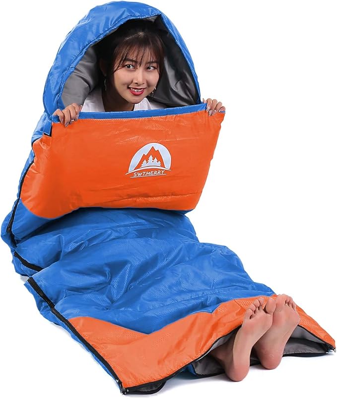 SWTMERRY Sleeping Bag 3 Seasons (Summer, Spring, Fall) Warm & Cool Weather - Lightweight,Waterproof Indoor & Outdoor Use for Kids, Teens & Adults for Hiking and Camping