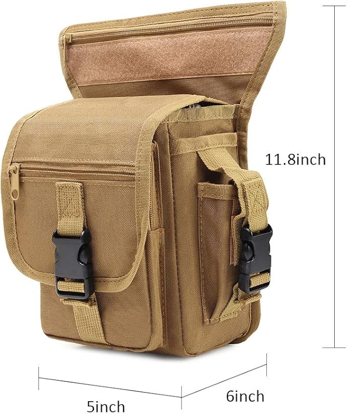 Roaring Fire Multi-Functional Waist Bag, Drop Leg Bag, Waist Pack, Tactical Military Waterproof EDC Fanny Pack for Trekking, Outdoor, Hiking, Motorcycling, Cycling, Traveling, Sling Chest Shoulder Bag