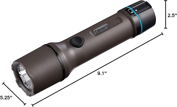Coleman OneSource Rechargeable LED Flashlight, Water-Resistant Flashlight with OneSource Batteries Shines Up to 1000 Lumens, Rechargeable Heavy-Duty Flashlight for Camping, Emergencies, & Home Usage