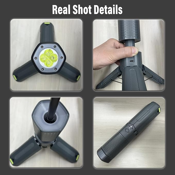 Camping Lantern Rechargeable - Multifunction LED Lantern Battery Powered 10500mAh- Portable Camping Lamp and Flashlight - Telescoping Camp Lights for Hiking,Camping,Emergency Lighting Gray