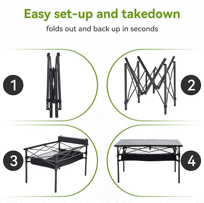 ABSCONDO Camping Table, Portable Folding Camp Table, Camping Tables That Fold Up Lightweight, Aluminum Beach Table for Camping Hiking Backpacking Outdoor Picnic (L)