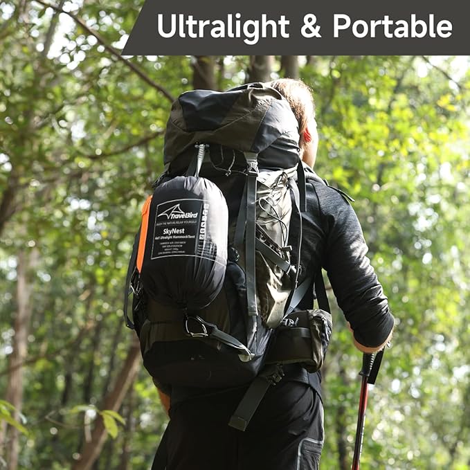 SkyNest 11ft Hammock with Net and Rain Fly Tarp, 4 in 1 Camping Hammock Tent, Ultralight Portable Double-Layer Hammock with Ridge Rope for Camping, Hiking and Backpacking