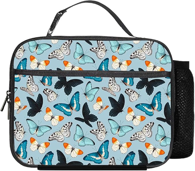 Butterfly Lunch Bag Reusable Insulated Lunch Box Keep Food Cooler Thermal Lunch Tote for Women Men