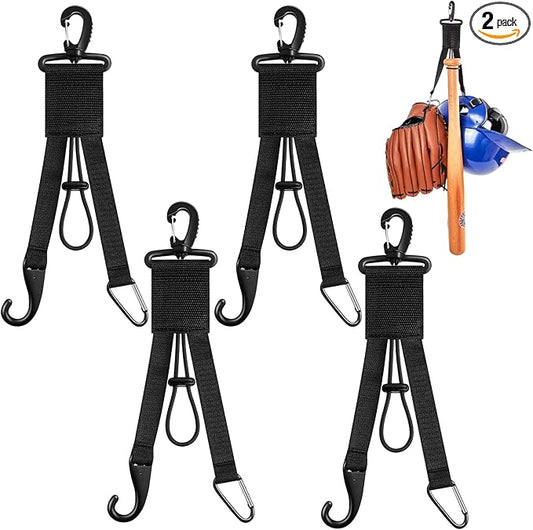 Deekin 2 Pcs Baseball Softball Gear Hanger 3 in 1 Dugout Organizer Baseball Bat Holder with Glove Clip and Helmet Hook for Softball Fence Bag Water Bottle Hiking Camping