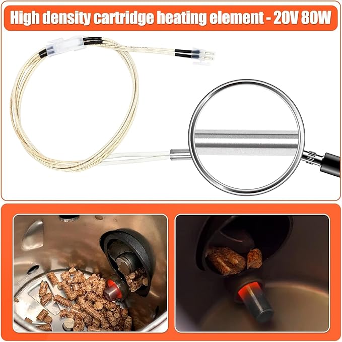 Fire Burn Pot and D2 Hot Rod Ignitor Kit for Traeger Pro 575 & 780, Ironwood 650 & 885, Silverton 620 & 810 Wood Pellet Grills with D2 Direct Drive and WiFIRE Technology, Porcelain-Enameled Fire Pit