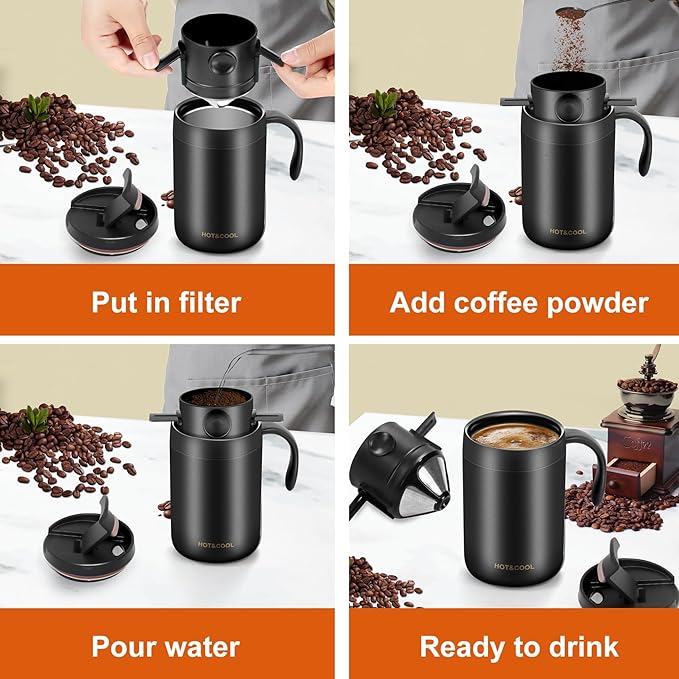 16oz Camping Coffee Maker Pour Over Coffee Maker Set,Camp Pour Over Set,Portable Coffee Kit for Travel, Camping, Offices, Backpacking
