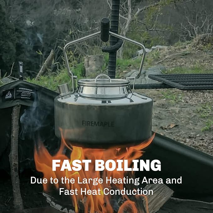 Fire-Maple Antarcti Portable 1 Liter Lightweight Stainless Steel Camping Kettle | Durable and Portable Camp Tea Pot | Ideal for Bushcraft and Outdoor Campfire Use