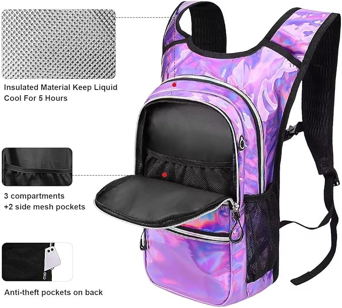 Hydration Backpack Pack, Water Backpack 20L Included 2L Hydration Bladder, Festival Essential - Rave Hydration Pack Hydropack for Hiking, Running, Biking, Festival Gear