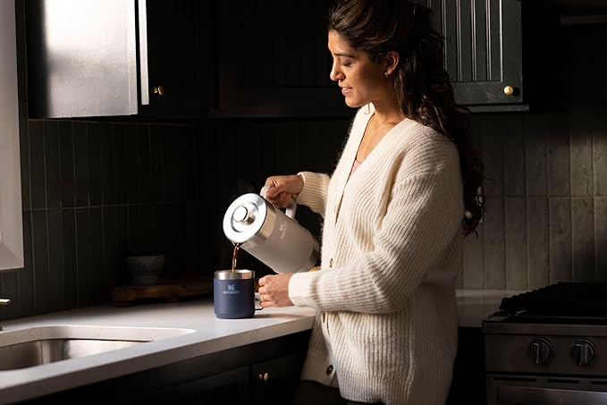 Stanley Classic Stay-Hot French Press Coffee Maker 48 oz | 5 Minute Brew, 4 Hours Hot | Mesh Filter for Coffee Grounds | Insulated Stainless Steel French Press | BPA-Free | Hammertone Green