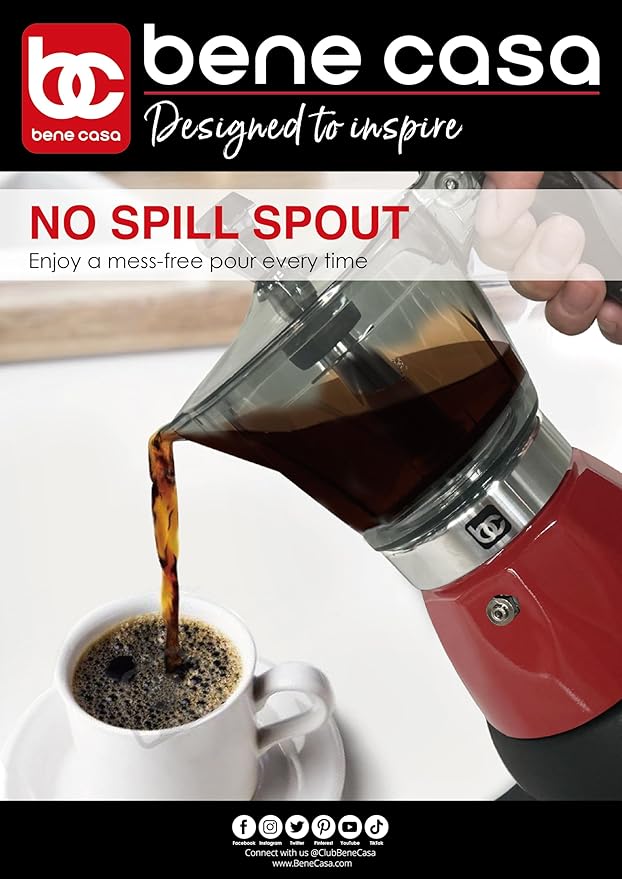 Bene Casa Red Portable Electric Espresso Maker/Cafetera, 1-3 Cups/Shots (1, RED)