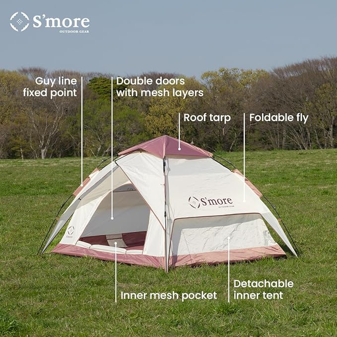 S'more Emergency Tent Shelter, Survival Tent for 2 Person, Lightweight and Portable Sun Shade Shelter, UFP 30+ Waterproof and Windproof Tent for Camping, Hiking, Backpacking and Outdoor Activities