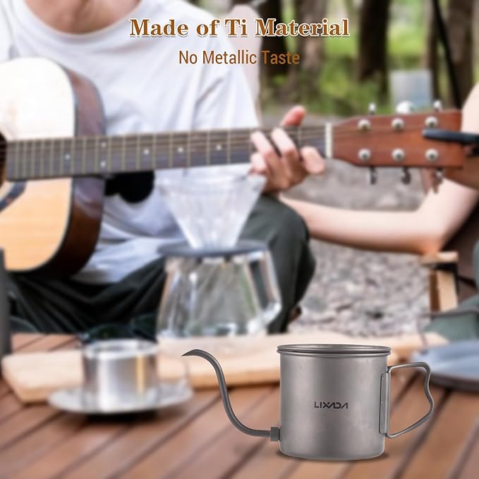 Lixada Titanium Camping Kettle - Coffee Pot with Removable Spout