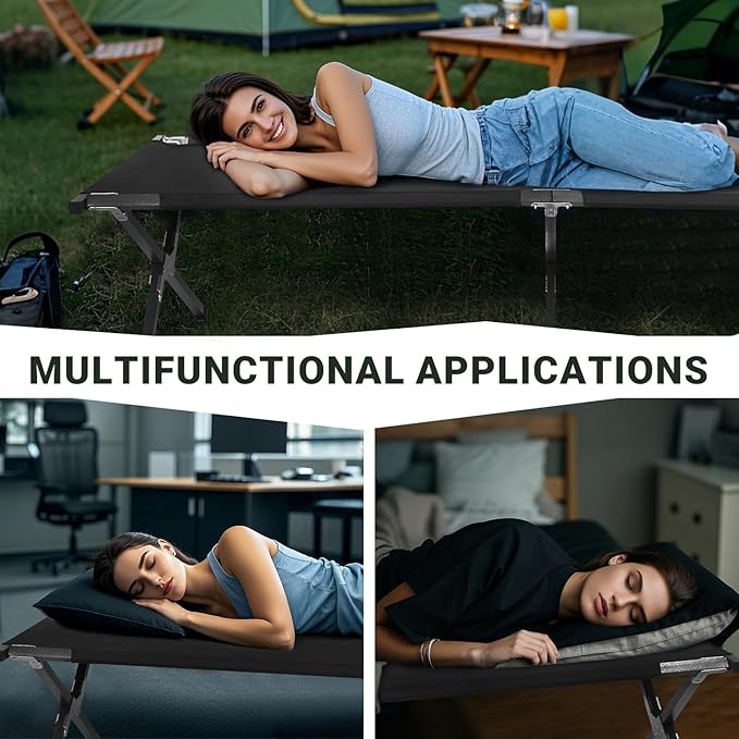 YSSOA Camping Cot, Sleeping Cots for Adults with Storage Bag, Portable and Lightweight Cot Bed for Outdoor Traveling, Hiking, Office Nap, Easy to Set up, 1 Pack