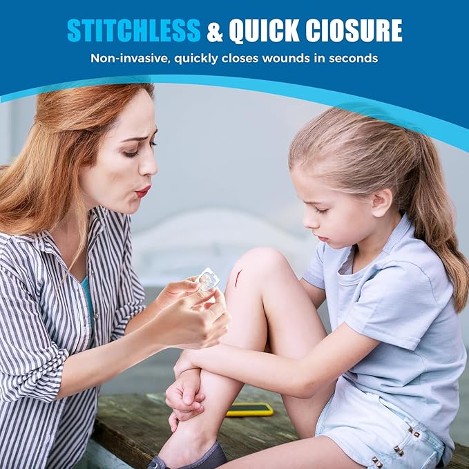 Sutures Butterfly Bandaids - 4 Pcs Laceration Kit - FSA HSA Eligible Surgical Laceration Repair Without Sew - Quick Clot -Emergency Wound Closures Device (PU)