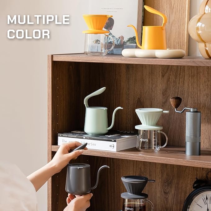 Pour Over Coffee Maker Set, Pour Over Kettle, Coffee Dripper, Glass Coffee Server with Scale, Stainless Steel Filter (Orange)