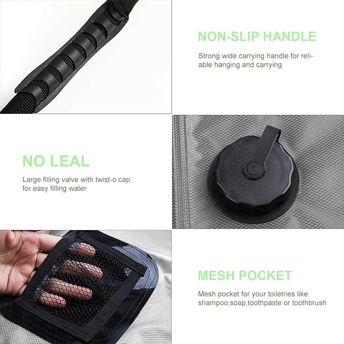 Solar Shower Bag | 5 Gal/20L Solar Heating Camping Shower Bag | Removable Hose | On-Off Switchable Shower Head | Ducha Portatil | Traveling Shower | Portable Shower for Beach Swimming, Hiking