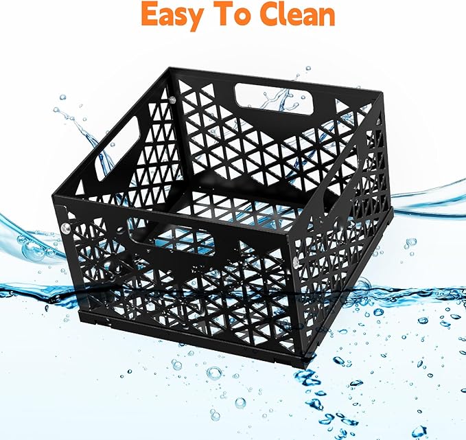 Charcoal Firebox Basket for Oklahoma Joe Offset Smoker, Grill Accessories for Long and Efficient Smoking, 12" x 12" x 7.5 "Fire Basket for Oklahoma Joes Highland (Only 4 Screws) (black)