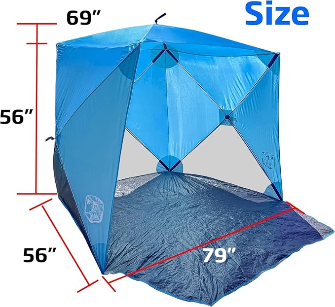 Beach Cube Pop Up Beach Tent Portable Shade Sun Shelter UPF50+ UV Protection for 4 Person Expandable Floor for Beach Fishing Hiking Camping – Beach Blue Color New