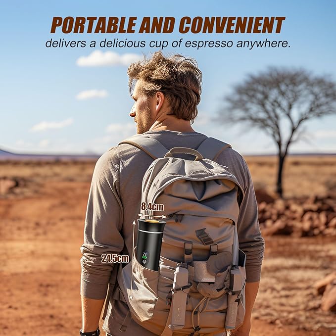 Portable Espresso Machine for Hiking Smart Display, 20 bar Mini Travel Coffee maker, Expresso Coffee Machines with USB-C,3-in-1 Car Coffee Maker Self-Heating, Ground Coffee & Capsule(Ns&DG)
