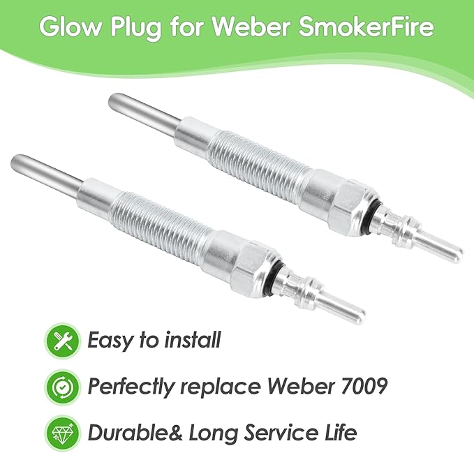 SafBbcue 2PCS Glow Plug for Weber SmokeFire EX4/EX6/EPX6 Wood Pellet Grills, Replaces for Weber 7009 Part, Replacement Weber Smoke Fire Grill Glow Plug, Sliver